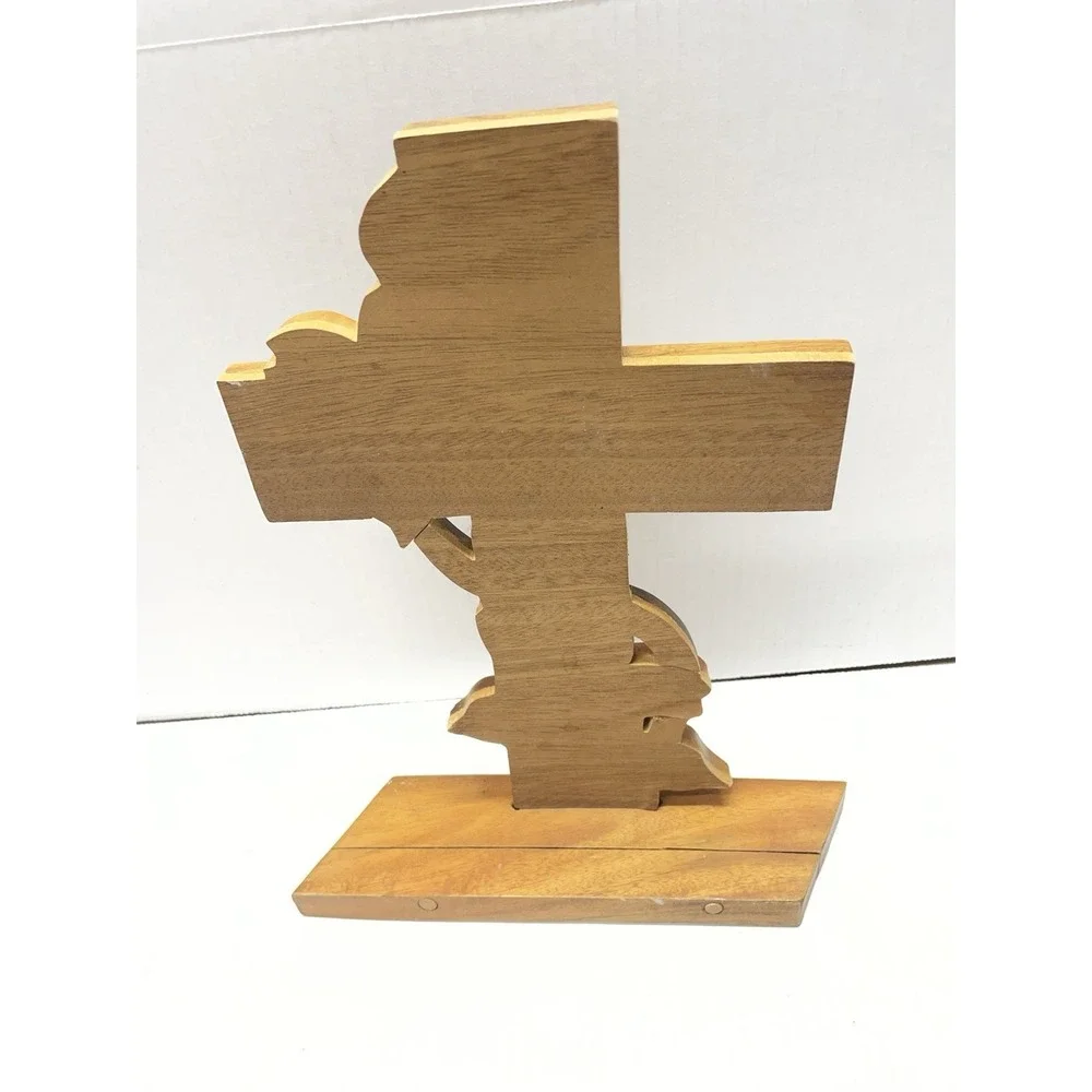 Handcrafted Inlaid Wooden Cross w/floral motif